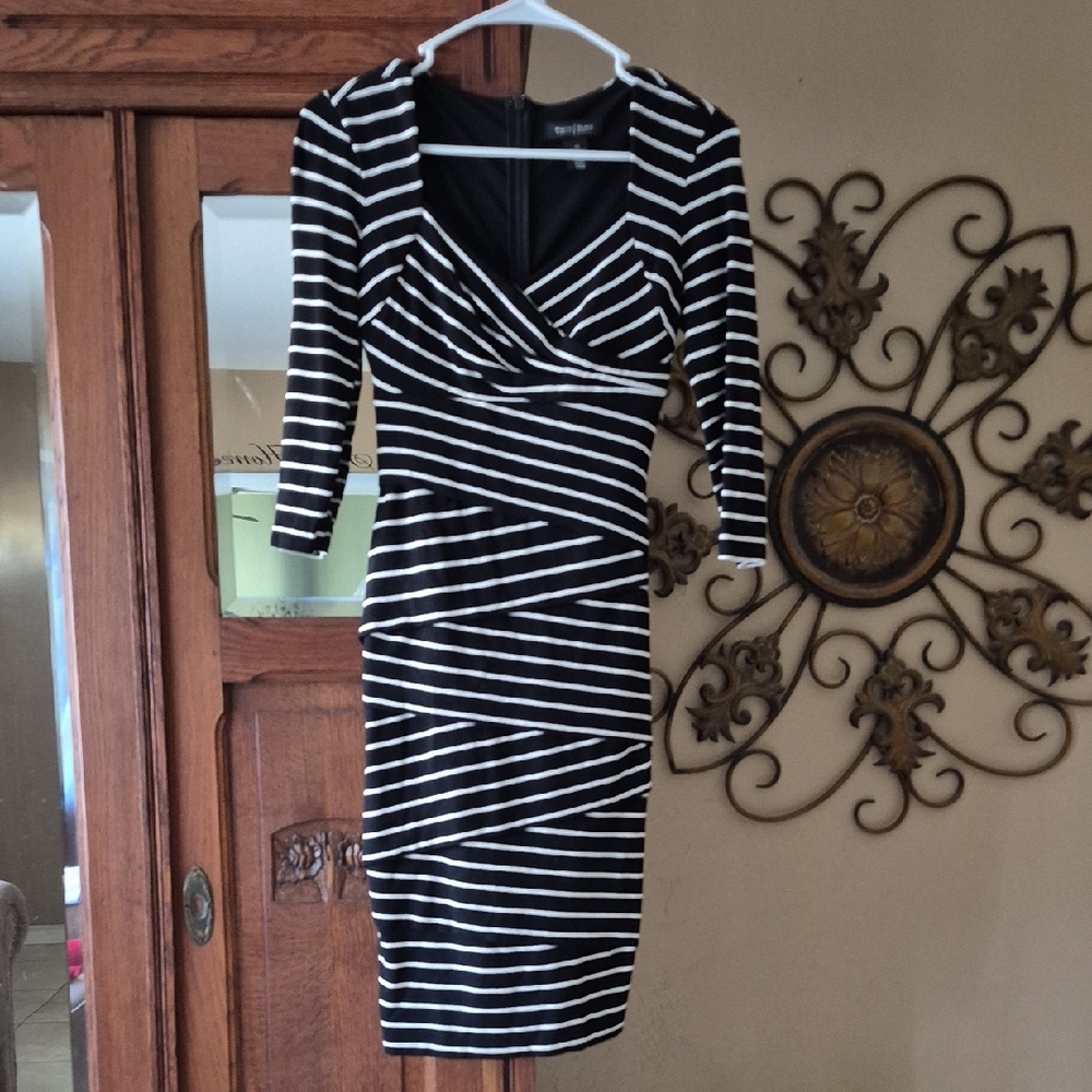 White House Black Market Black and White Striped Dress